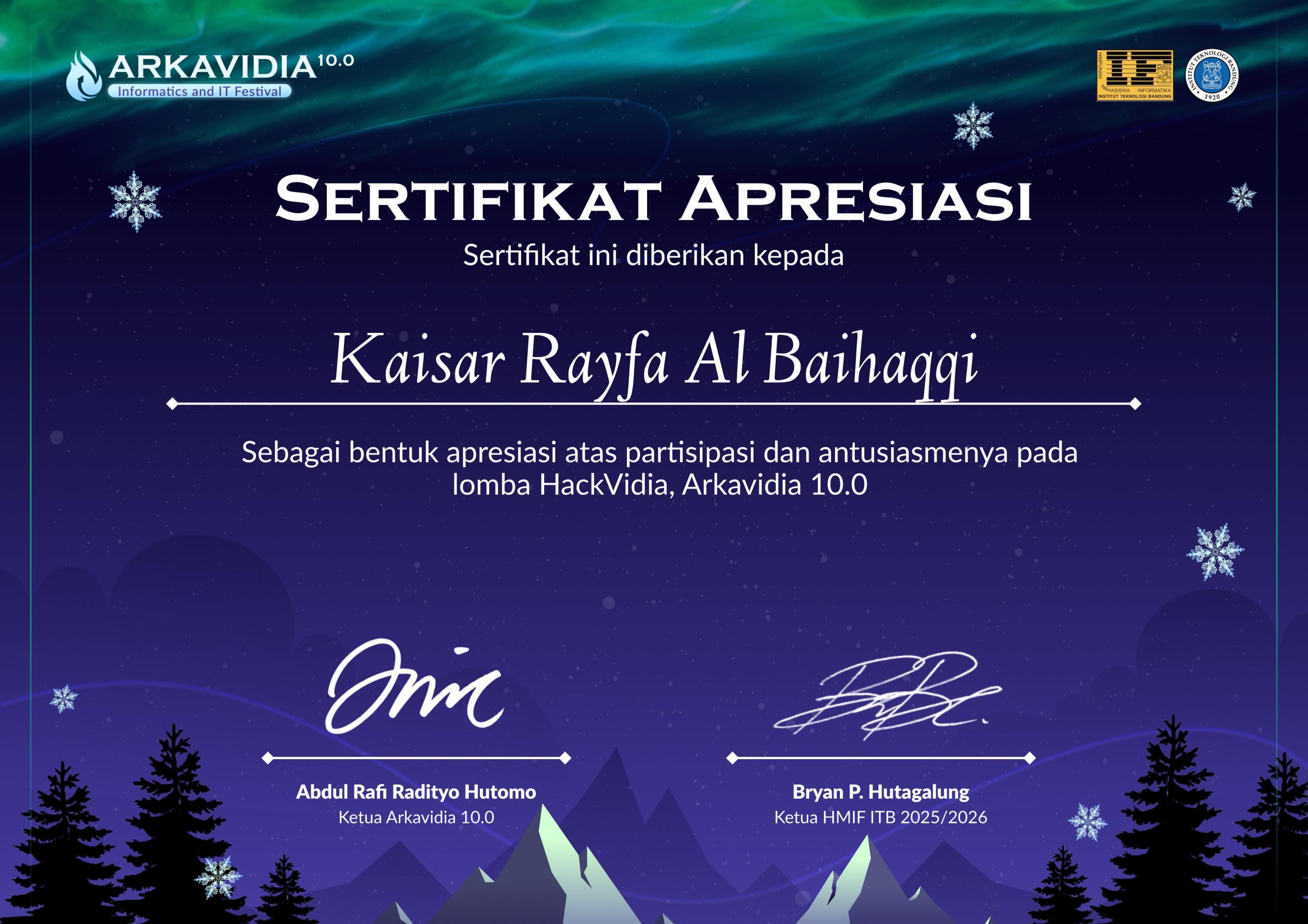 Participant – Arkavidia 10.0 2026